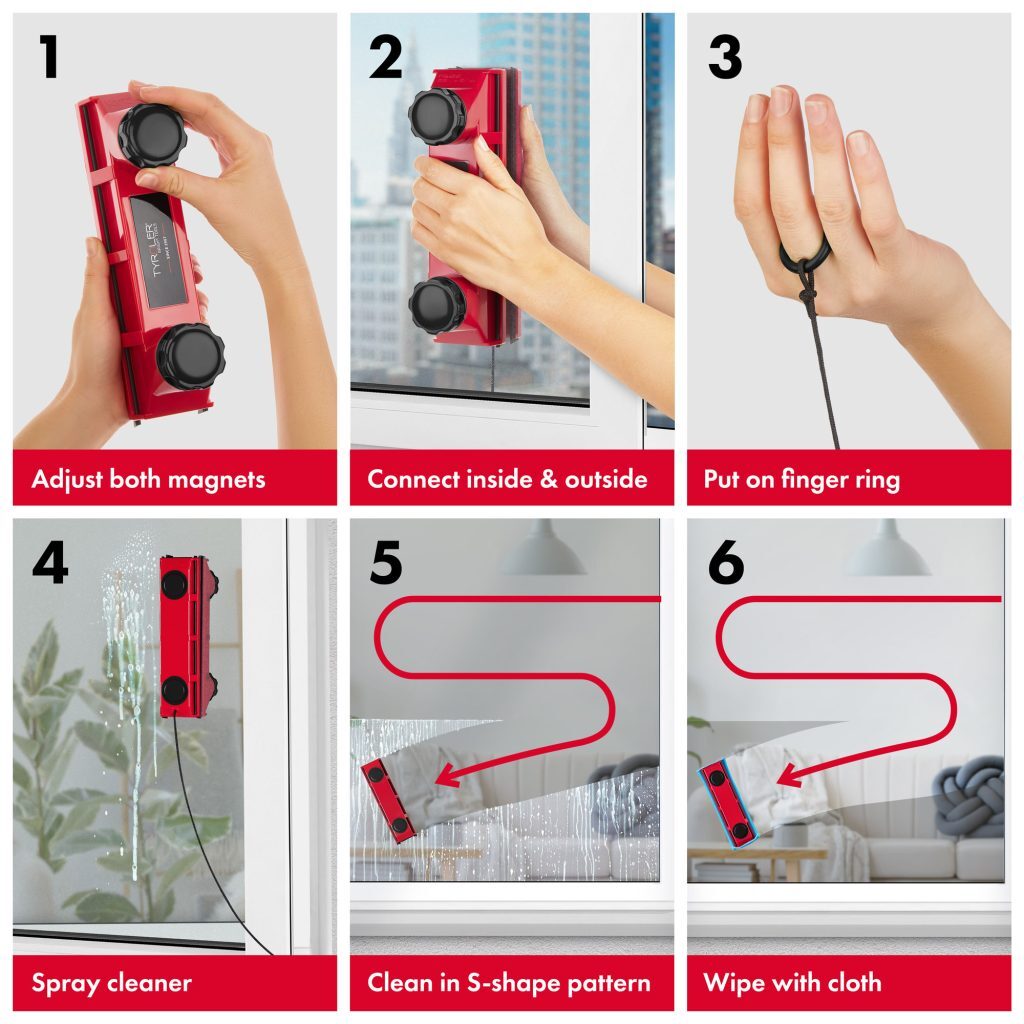 Tyroler BrighTools Glider D-2 Afc (Adjustable Magnetic Force) Magnetic Window Cleaner For Single Or Double Glazed Windows With Window Thickness Of 2-1