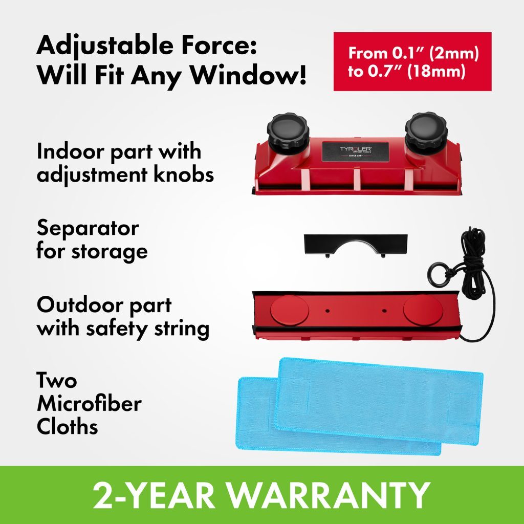 Tyroler BrighTools Glider D-2 Afc (Adjustable Magnetic Force) Magnetic Window Cleaner For Single Or Double Glazed Windows With Window Thickness Of 2-1