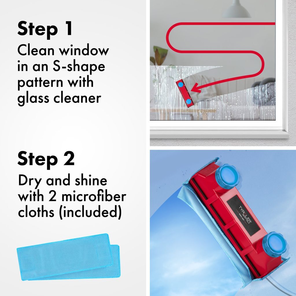 Tyroler BrighTools Glider D-3 Afc (Adjustable Magnetic Force) Magnetic Window Cleaner For Single Or Double Glazed Windows With Window Thickness Of 2-2