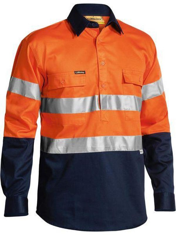 Bisley Taped Hi Vis Closed Front Drill Shirt