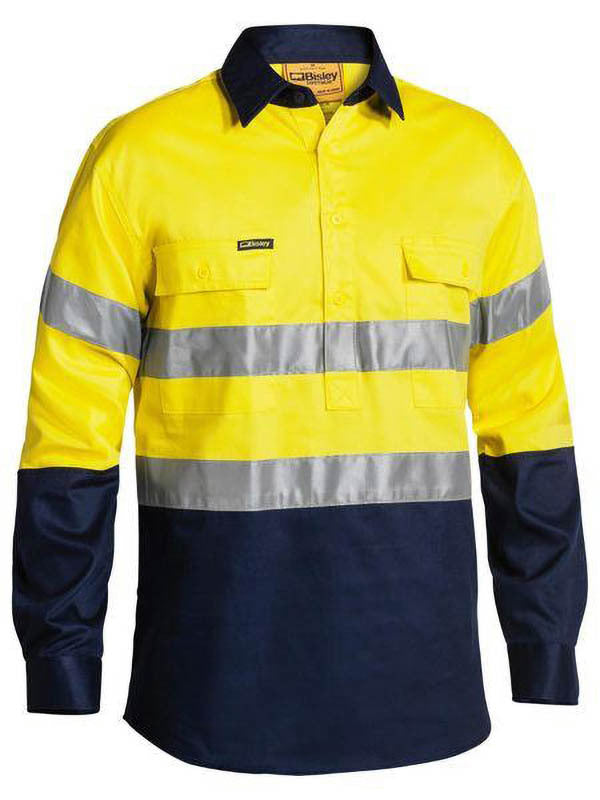 Bisley Taped Hi Vis Closed Front Drill Shirt