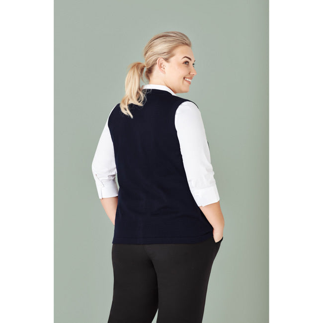 Biz Care Womens Button Front Knit Vest