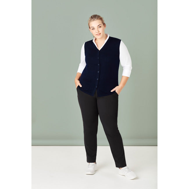 Biz Care Womens Button Front Knit Vest