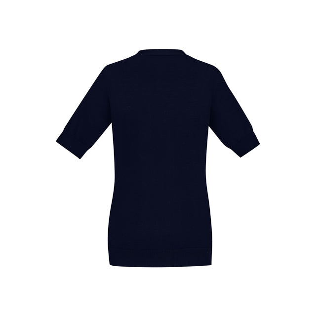 Biz Care Womens Zip Front Short Sleeve Knit