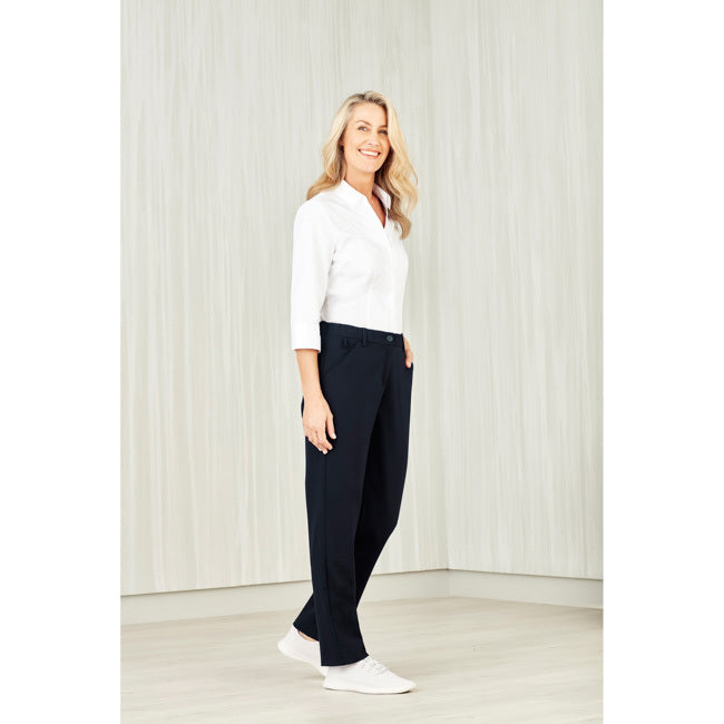 Biz Care Womens Comfort Waist Straight Leg Pants