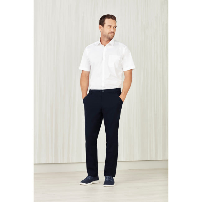 Biz Care Mens Comfort Waist Flat Front Pants