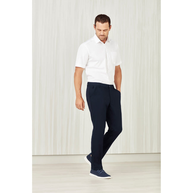 Biz Care Mens Comfort Waist Flat Front Pants