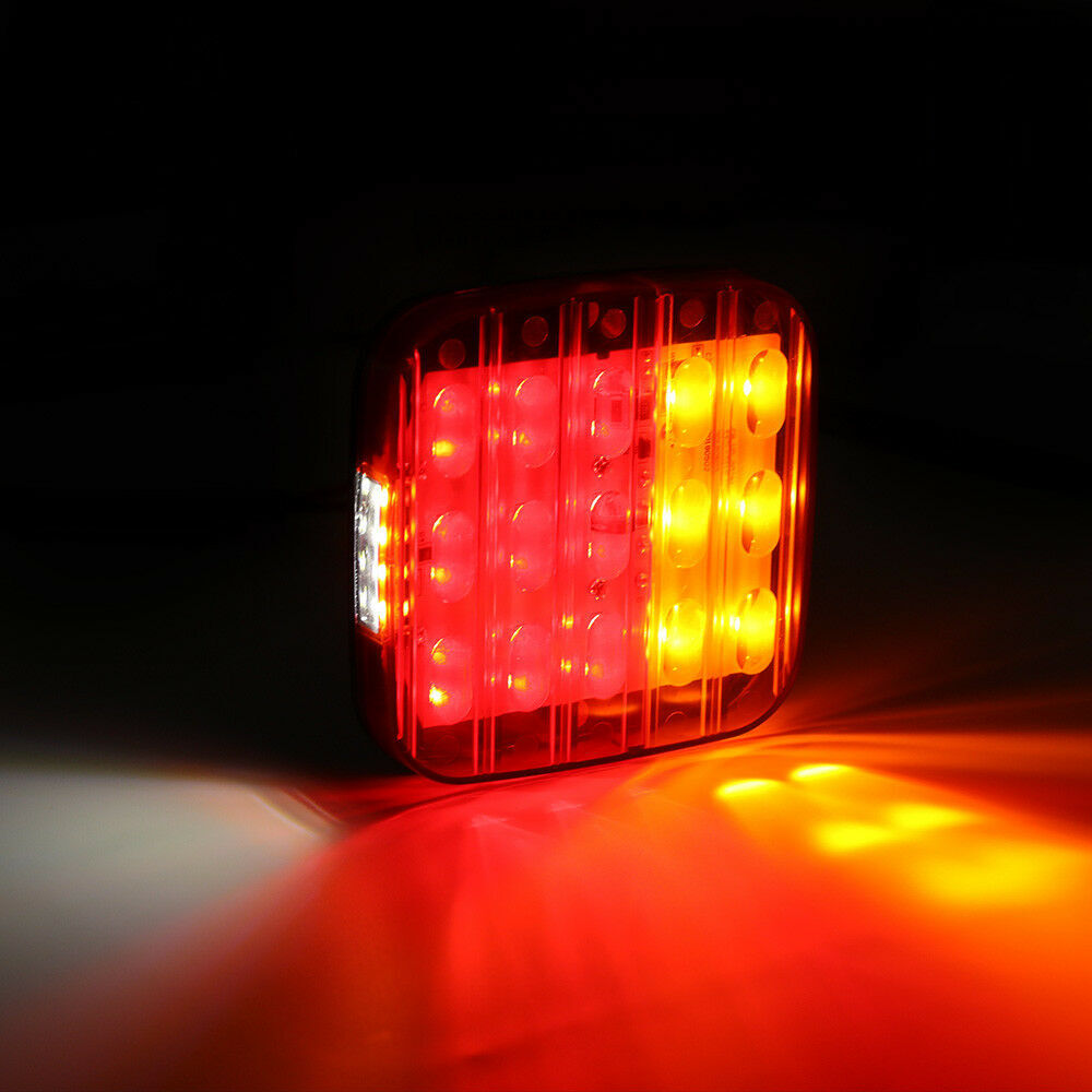 Fieryred Pair Square LED Trailer Tail Lights Number Plate Light