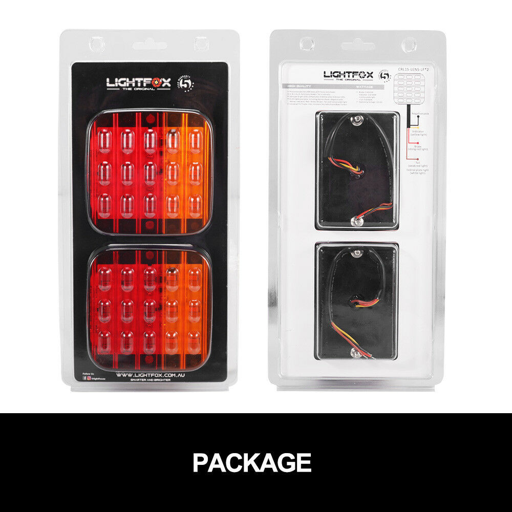 Fieryred Pair Square LED Trailer Tail Lights Number Plate Light