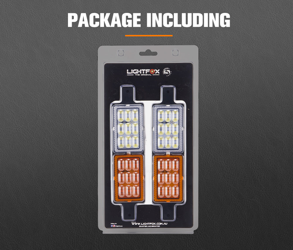 Lightfox 2x LED Bullbar Indicator Light Front Park DRL Sealed Submersible ARB