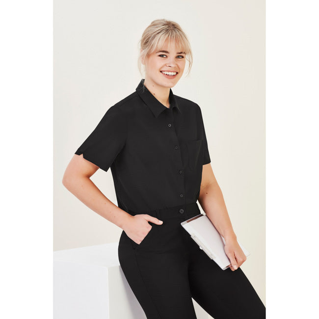 Biz Care Womens Florence Short Sleeve Shirt Black