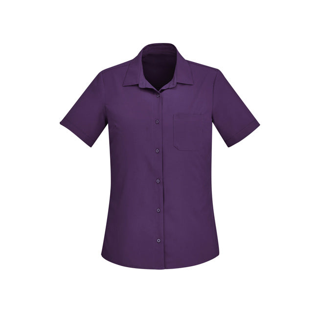 Biz Care Womens Florence Short Sleeve Shirt Purple