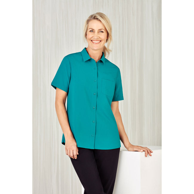 Biz Care Womens Florence Short Sleeve Shirt Teal