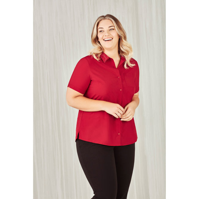 Biz Care Womens Florence Short Sleeve Shirt Cherry