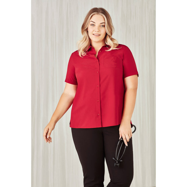 Biz Care Womens Florence Short Sleeve Shirt Cherry