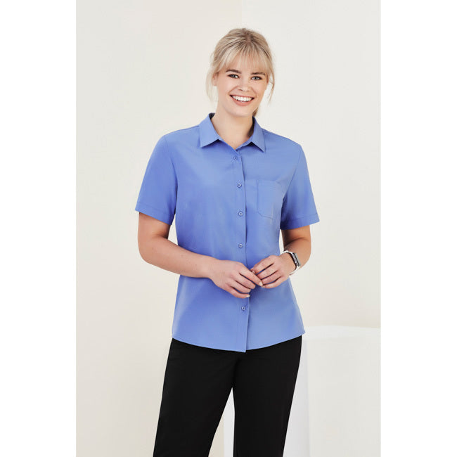 Biz Care Womens Florence Short Sleeve Shirt Mid Blue