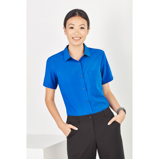 Biz Care Womens Florence Short Sleeve Shirt Electric Blue