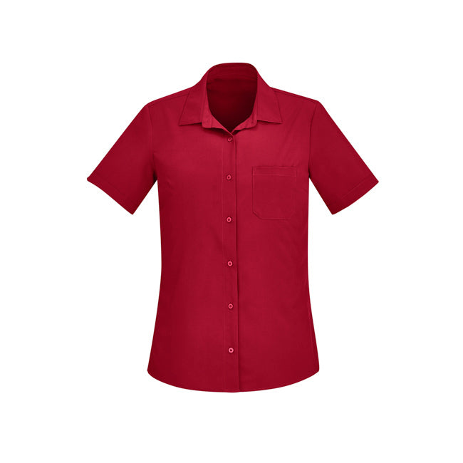 Biz Care Womens Florence Short Sleeve Shirt Cherry