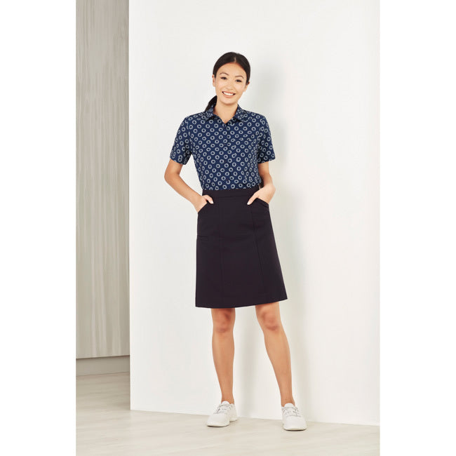 Biz Care Womens Florence Daisy Print Short Sleeve Shirt