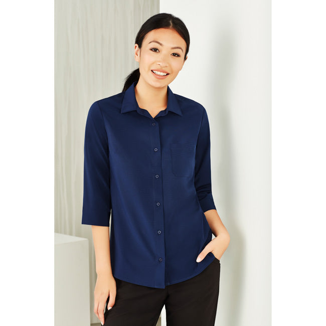 Biz Care Womens Florence 3/4 Sleeve Shirt Navy