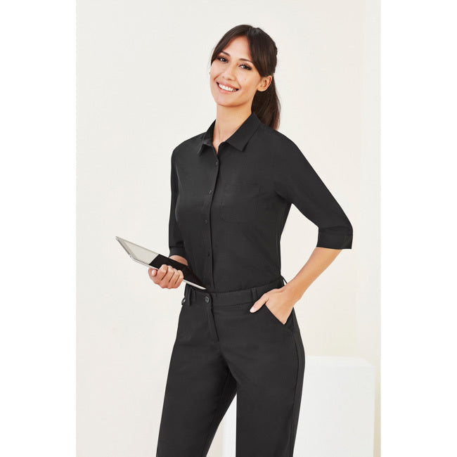 Biz Care Womens Florence 3/4 Sleeve Shirt Black