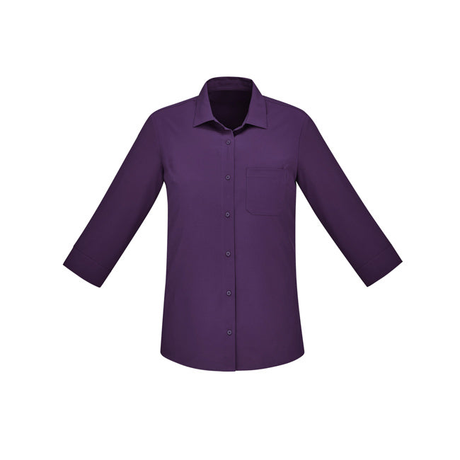 Biz Care Womens Florence 3/4 Sleeve Shirt Purple