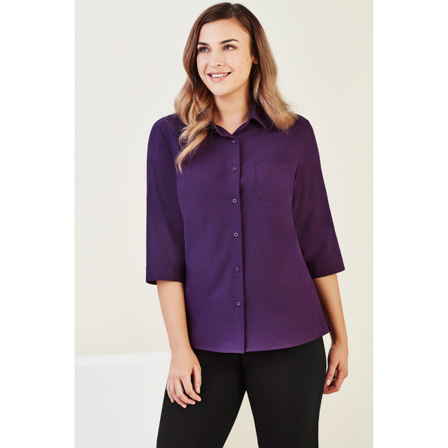 Biz Care Womens Florence 3/4 Sleeve Shirt Purple