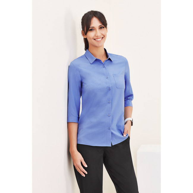 Biz Care Womens Florence 3/4 Sleeve Shirt Mid Blue