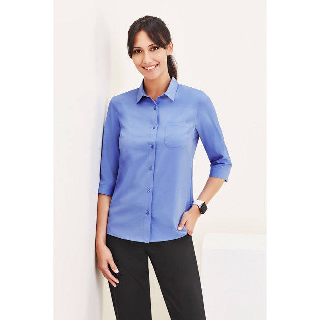 Biz Care Womens Florence 3/4 Sleeve Shirt Mid Blue