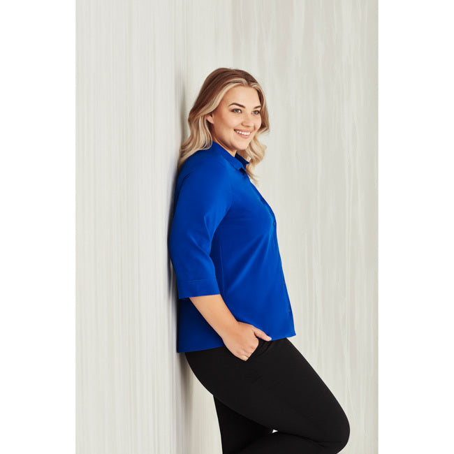 Biz Care Womens Florence 3/4 Sleeve Shirt Electric Blue