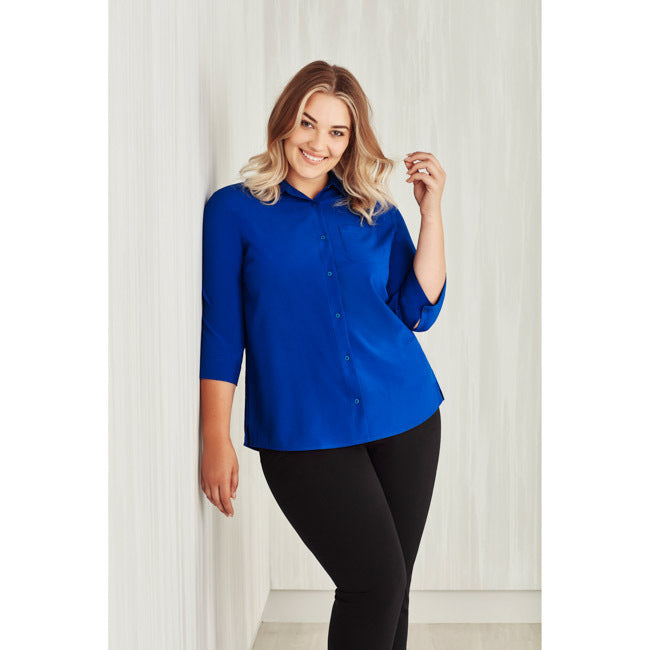 Biz Care Womens Florence 3/4 Sleeve Shirt Electric Blue