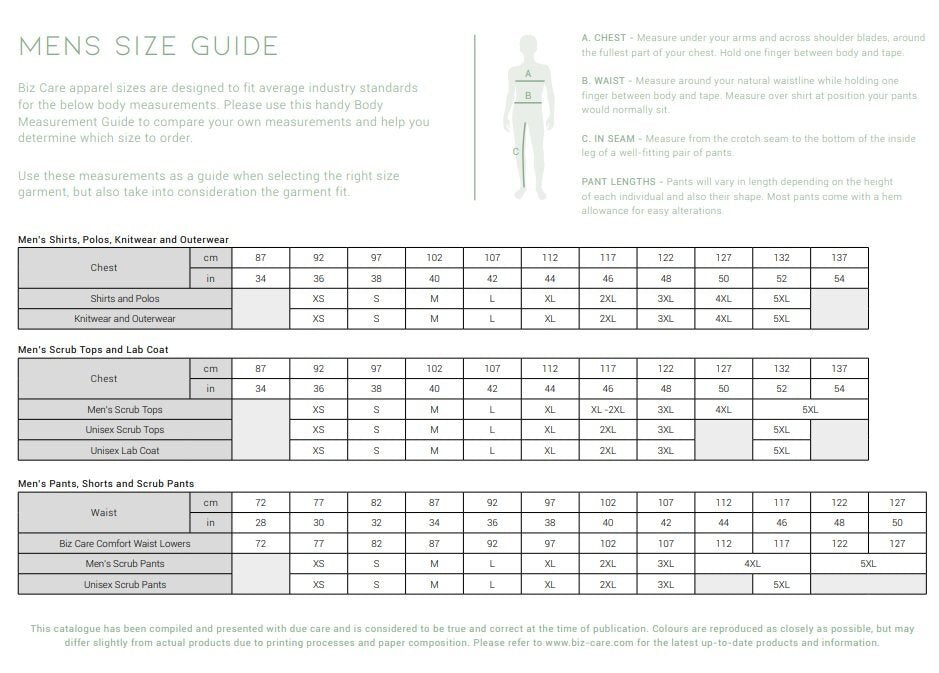 Biz Care Mens Riley Straight Scrub Pants