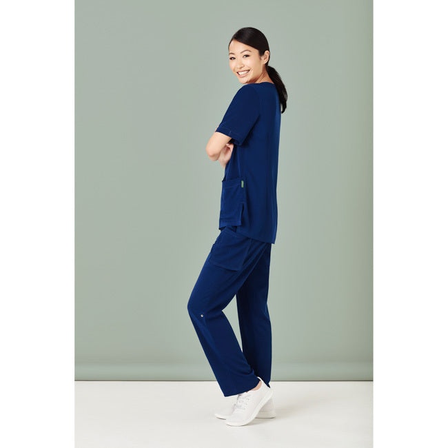 Biz Care Womens Avery Multi-Pocket Straight Leg Pants