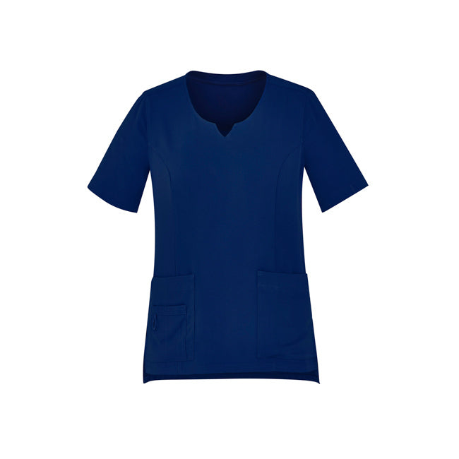 Biz Care Womens Avery Tailored Fit Round Neck Scrub Top