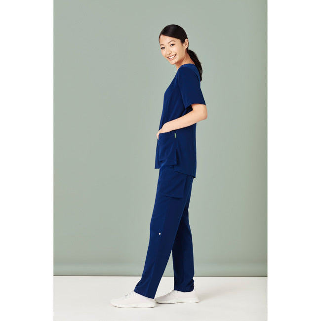 Biz Care Womens Avery Tailored Fit Round Neck Scrub Top