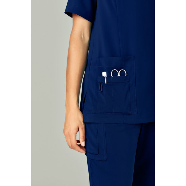 Biz Care Womens Avery Tailored Fit Round Neck Scrub Top