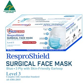 Triple Layer Mask 50 Piece 99.9% Effective Bacterial Filtration Australian Made