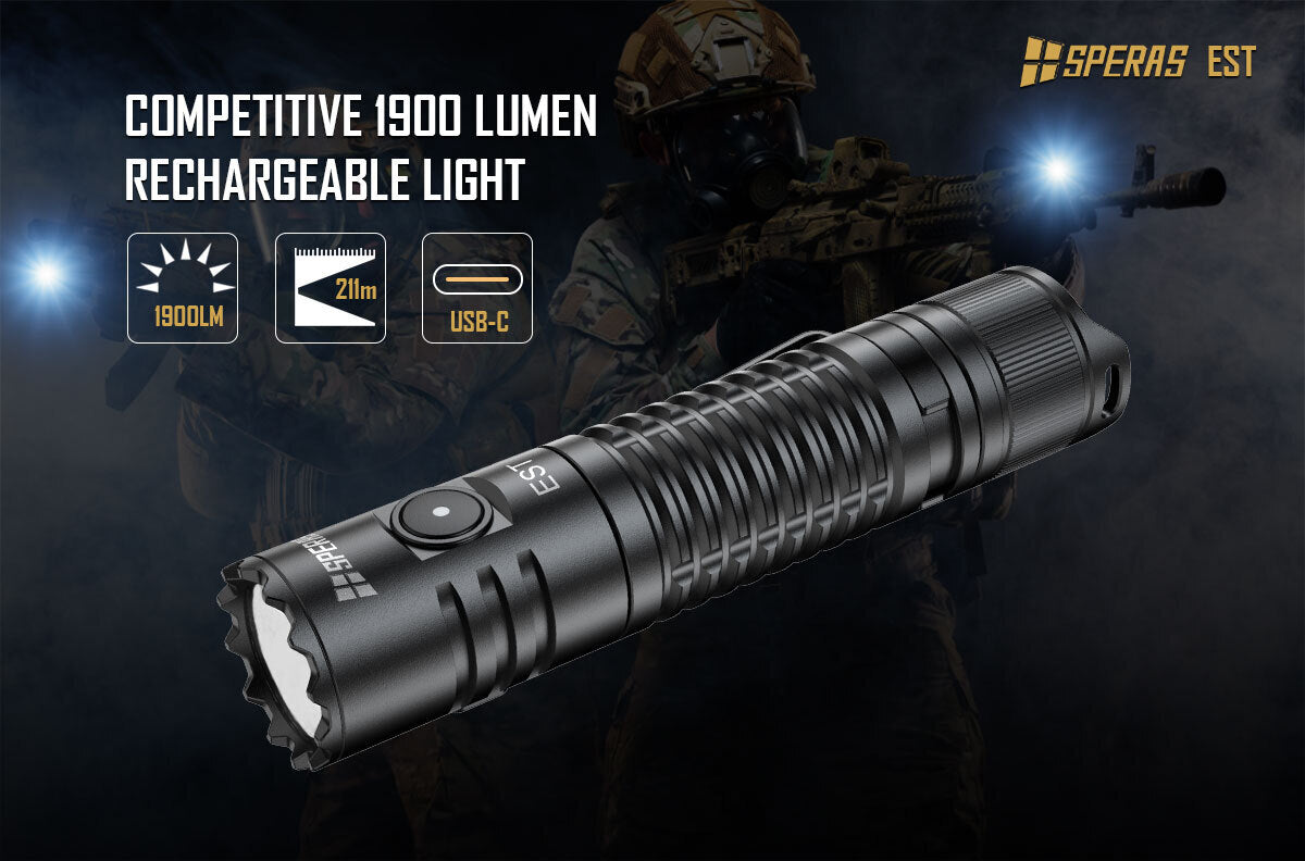 SPERAS EST Compact 120mm High Performance 1900 lumen Flashlight