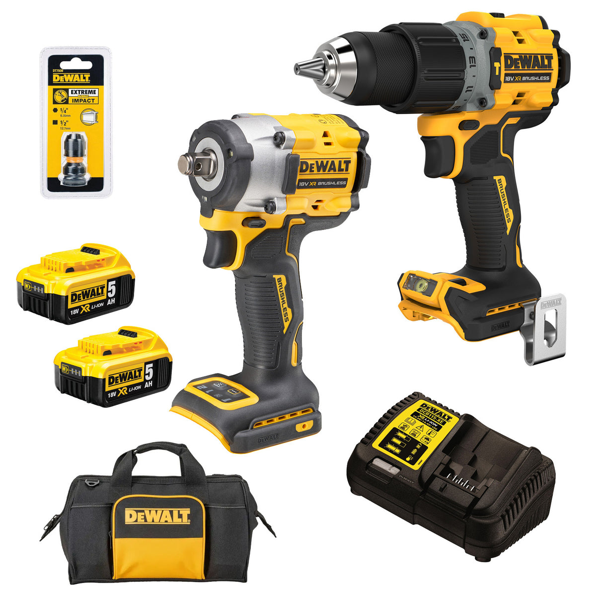 DeWalt 18V XR 2 Piece Brushless Compact 5.0ah Combo DCZ294P2-XE