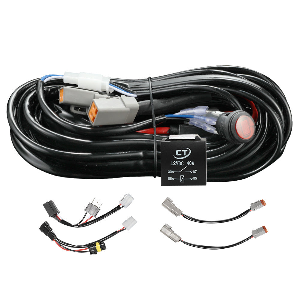 LIGHTFOX Dual Connector Plug & Play Smart harness High Beam Driving Light Wiring Harness