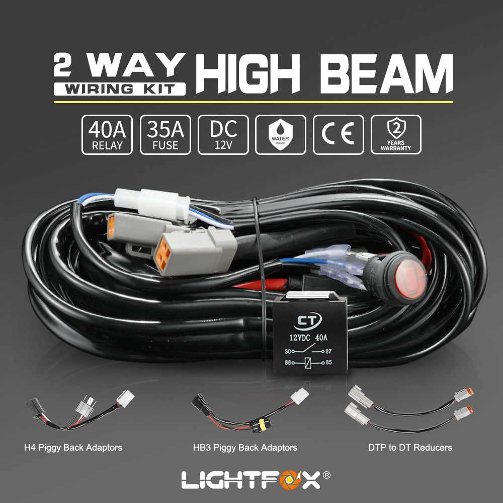LIGHTFOX Dual Connector Plug & Play Smart harness High Beam Driving Light Wiring Harness