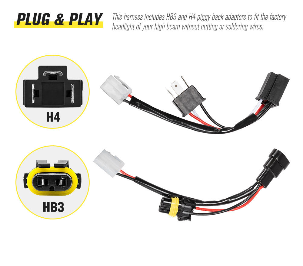 LIGHTFOX Dual Connector Plug & Play Smart harness High Beam Driving Light Wiring Harness