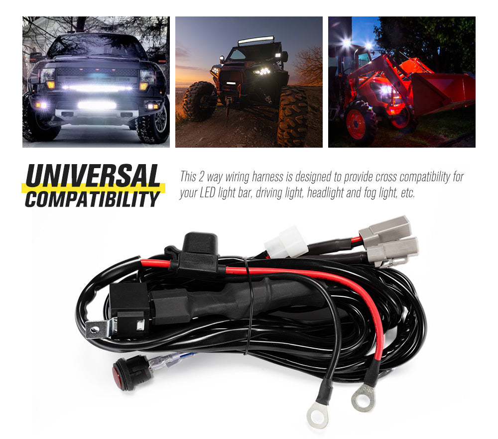 LIGHTFOX Dual Connector Plug & Play Smart harness High Beam Driving Light Wiring Harness