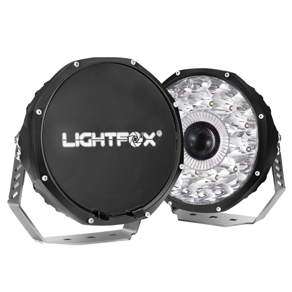 LIGHTFOX 9inch Laser LED Driving Lights Osram Black Round Offroad Truck SUV 4x4