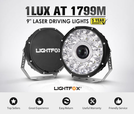 LIGHTFOX 9inch Laser  LED Driving Lights Osram Black Round Offroad Truck SUV 4x4