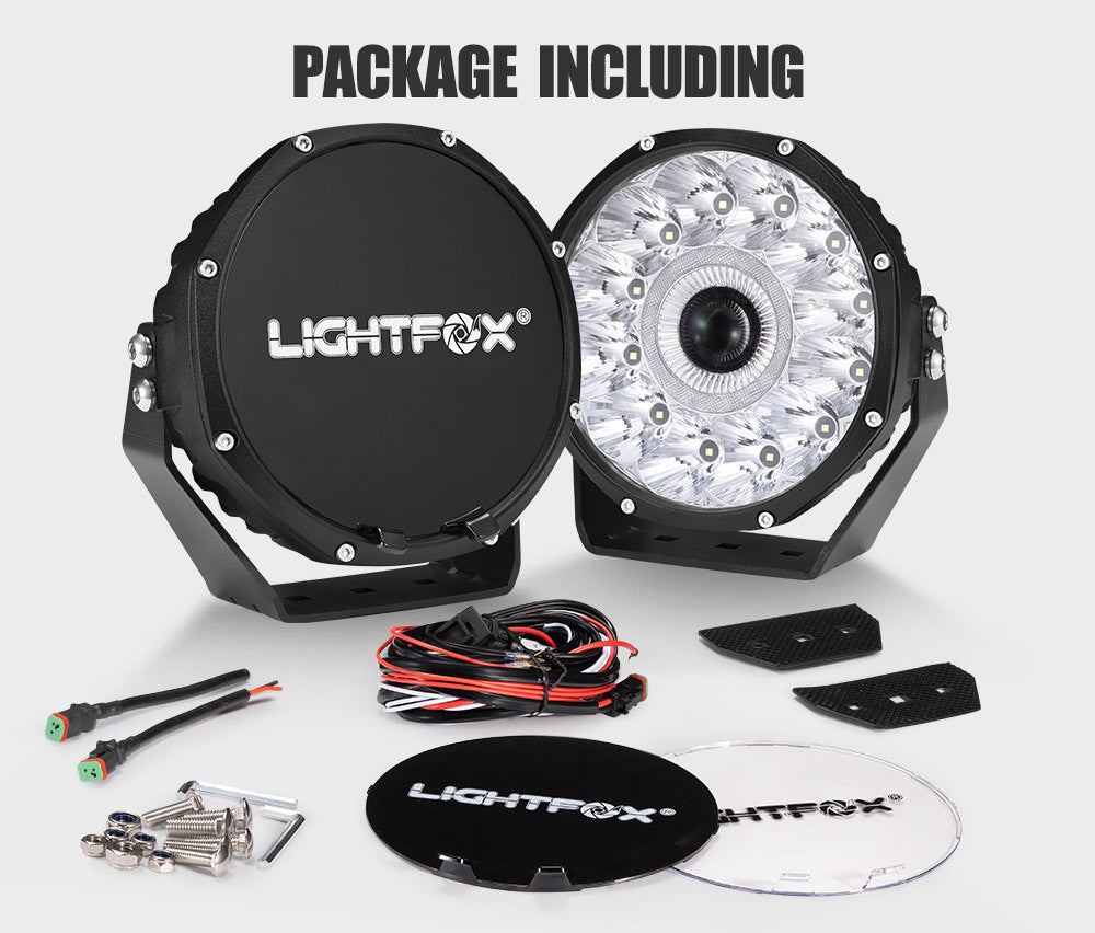 LIGHTFOX 7" Laser/LED Driving Lights Osram LED Black Round Offroad Truck SUV 4x4