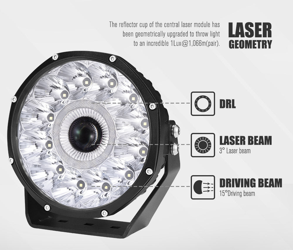 LIGHTFOX 7" Laser/LED Driving Lights Osram LED Black Round Offroad Truck SUV 4x4