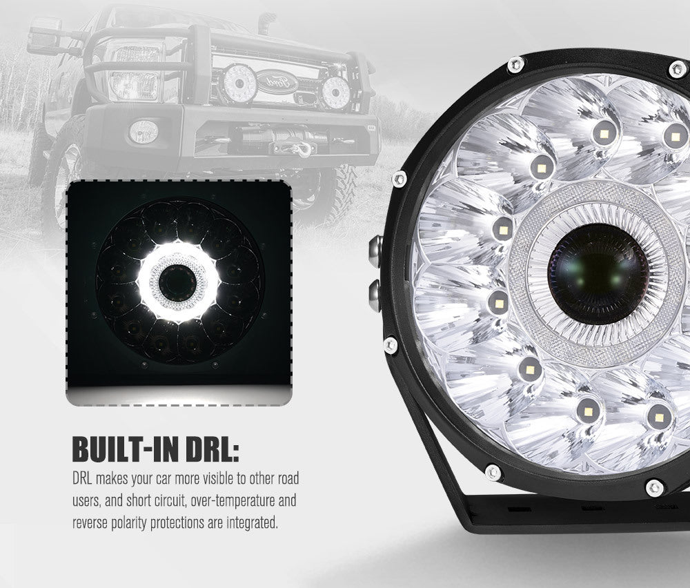 LIGHTFOX 7" Laser/LED Driving Lights Osram LED Black Round Offroad Truck SUV 4x4