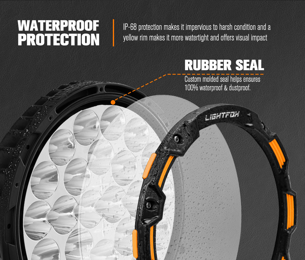 LIGHTFOX 9inch LED Spot Driving Lights Round Slim Spotlights 4x4 OffRoad SUV