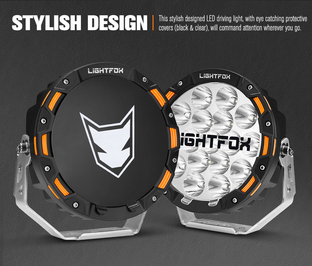 LIGHTFOX 7inch LED Driving Lights Round Spotlights Offroad Truck Headlights